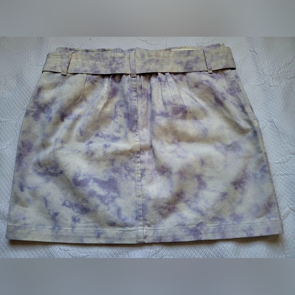 NWT Denim Blvd Women's 100% Cotton Skirt Belted Tie-Dye Off-White/Purple Large - Picture 5 of 14